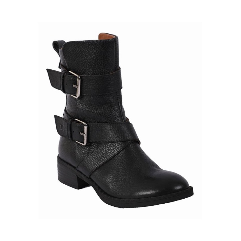 New Gentle Souls Black Best Double Buckle Leather Combat Boots Women’s Size 7
